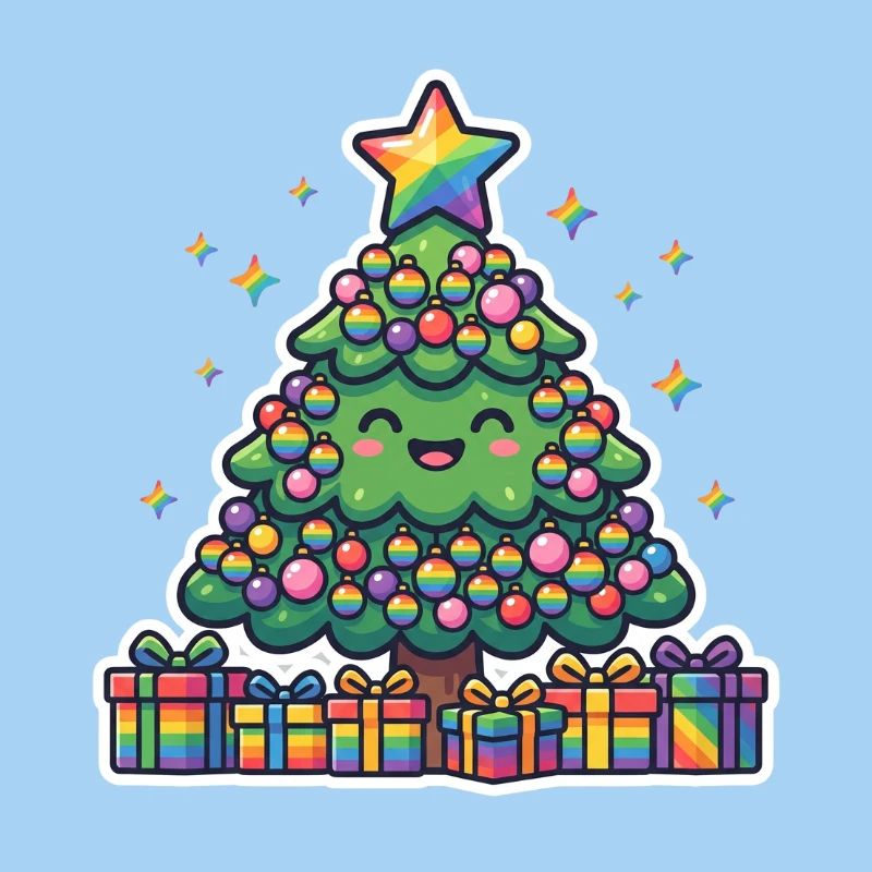 Fröhlicher Regenbogen-Weihnachtsbaum niedlich