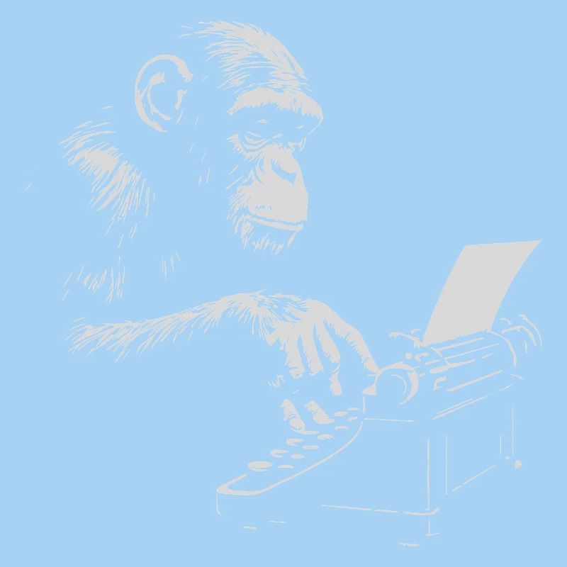 Chimp Typist Retro Print