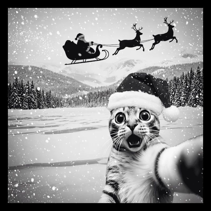 Selfie de chat avec le Père Noël drôle