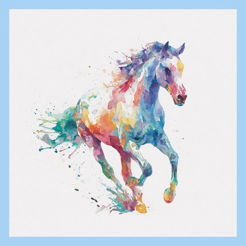 Rainbow Horse Watercolor Burst