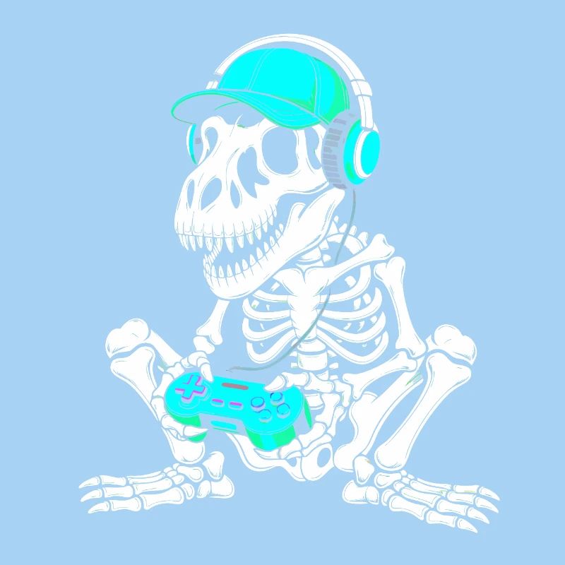 Skelett DJ mit Controller und Headset