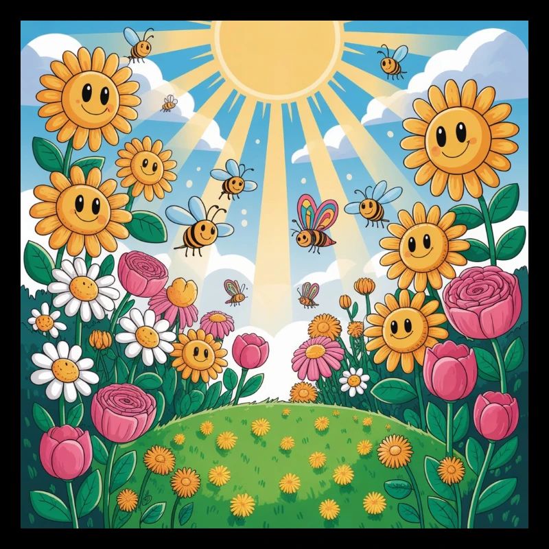 Sonnenblumengarten mit Bienen