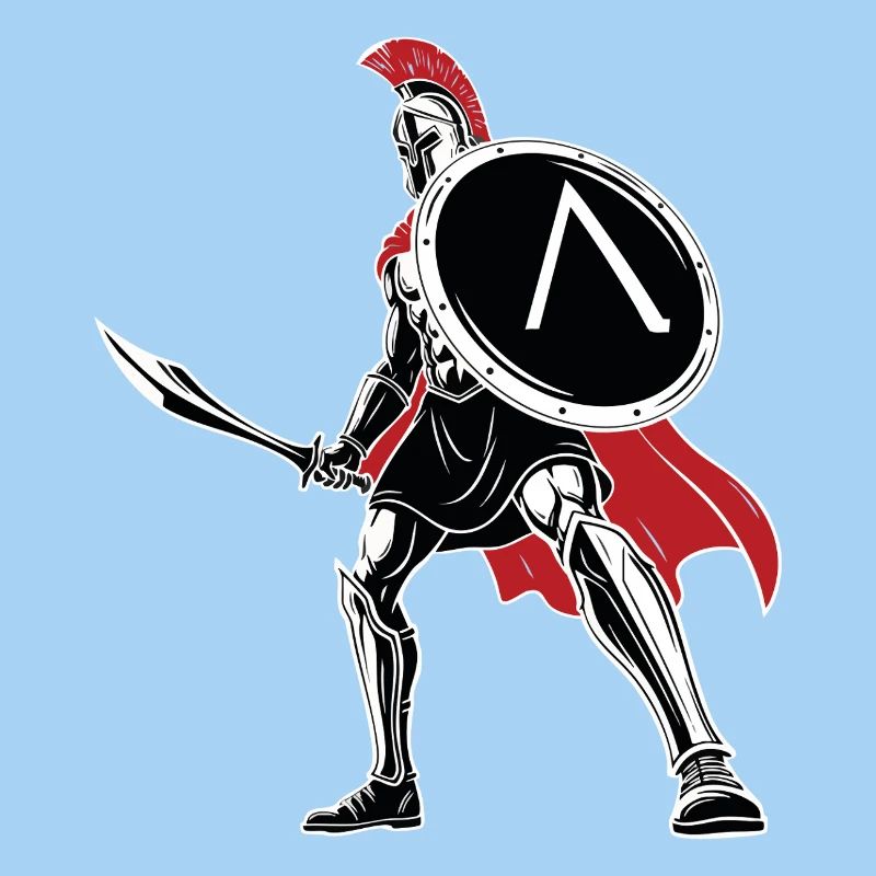 Spartan Sword Shield Mascot Spartan Legend