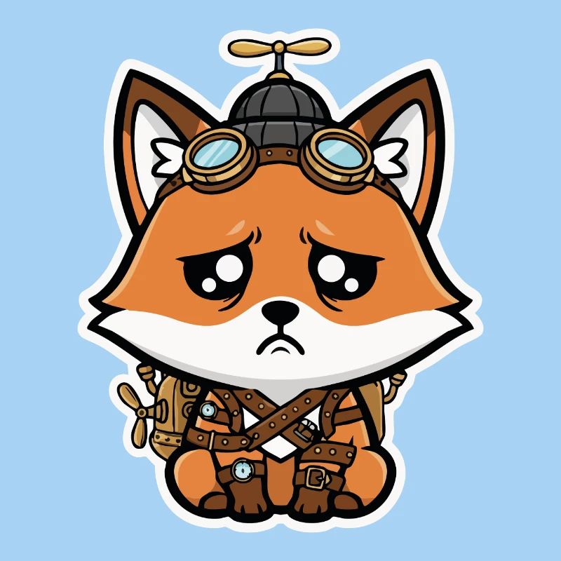 Little Fox Aviator Steampunk Trauriger Propeller