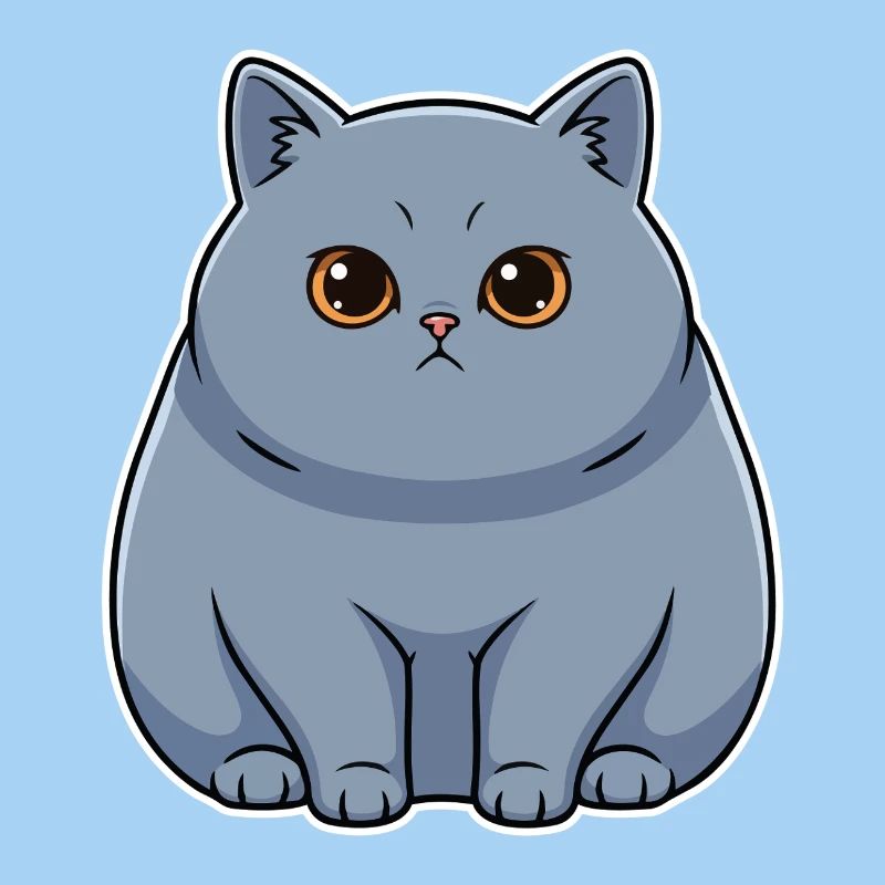 Chat British Shorthair Bleu Portrait Rond Mignon
