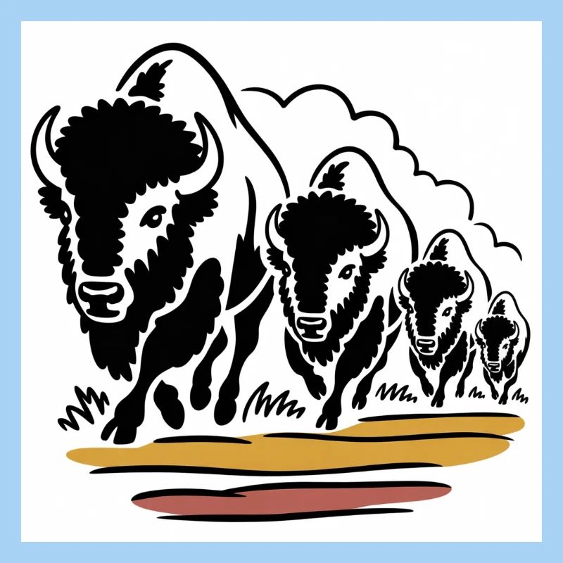 Horde de bisons en mouvement