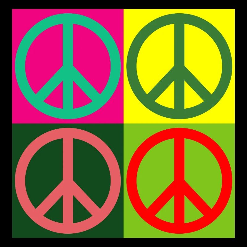 Pop Art / Comic: Peace-Zeichen - Hippies - 60s 70s