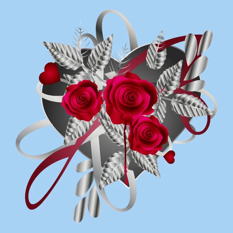 silberfarbene Valentinstag Komposition mit Rosen