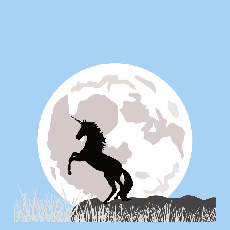 Mondschein-Einhorn über Graslandschaft