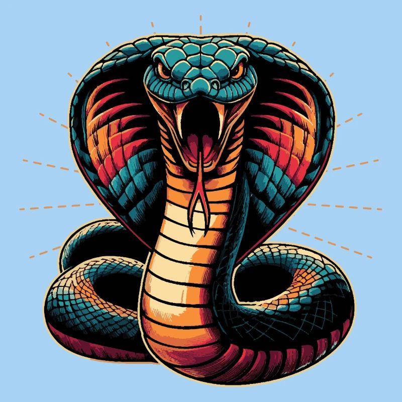 dynamisches und farbenfrohes Cobra-Schlangen Motiv