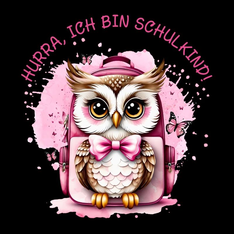 Eule Schulranzen rosa - Hurra ich bin Schulkind