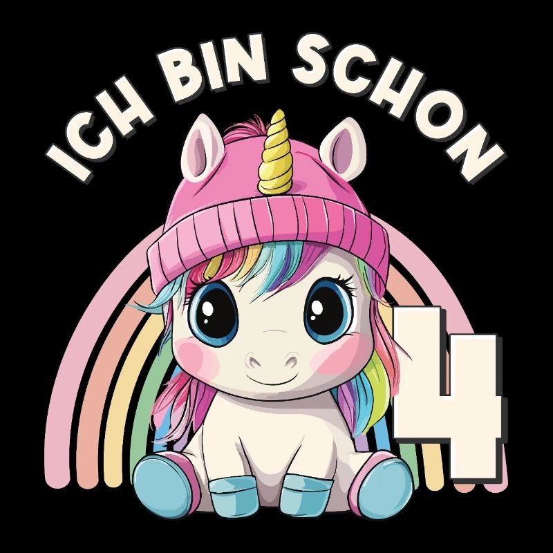 4. Geburtstag Einhorn Regenbogen Süß Niedlich