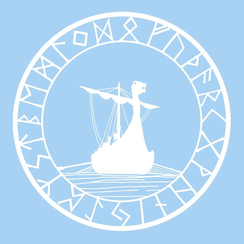 Drakkar blanc viking et boussole