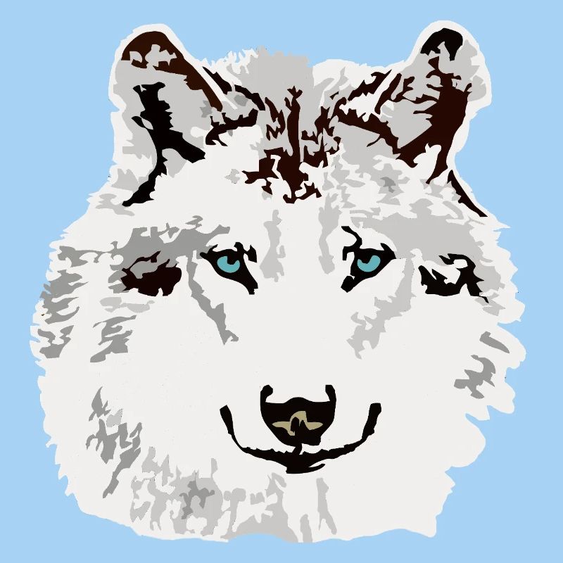 Weisser Wolf blaue Augen