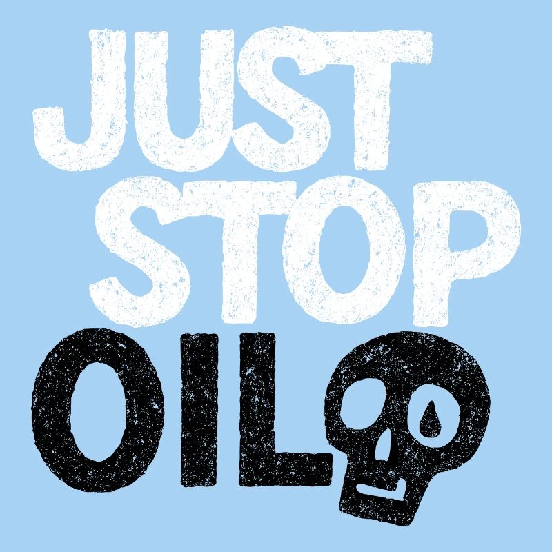 Auffällige „Just Stop“-Protestgrafik