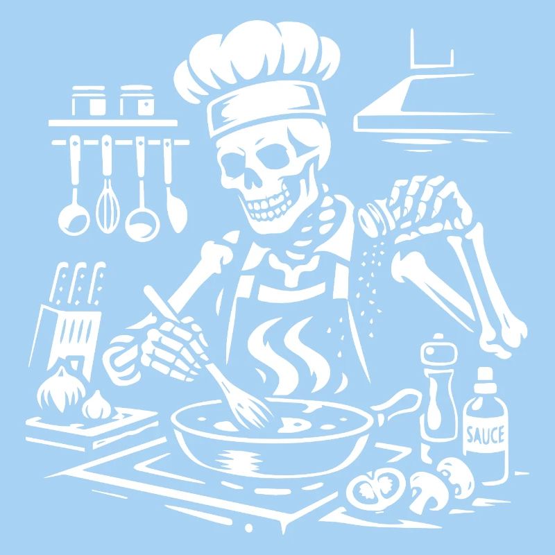 Skeleton Chef Stirring Bowl