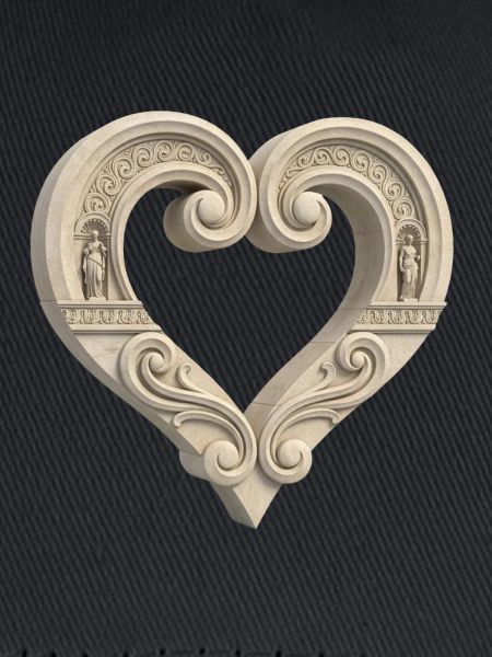 Architectural Stone Heart Sculpture