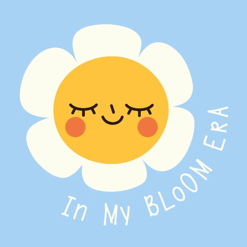 À l’ère de ma floraison – Expression fleurie de dessin animé plate