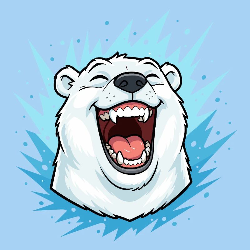 Laughing Polar Bear in Blue Lightning