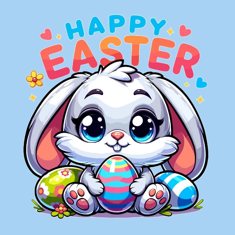 Joyeuses Pâques - Illustration de lapin de Pâques