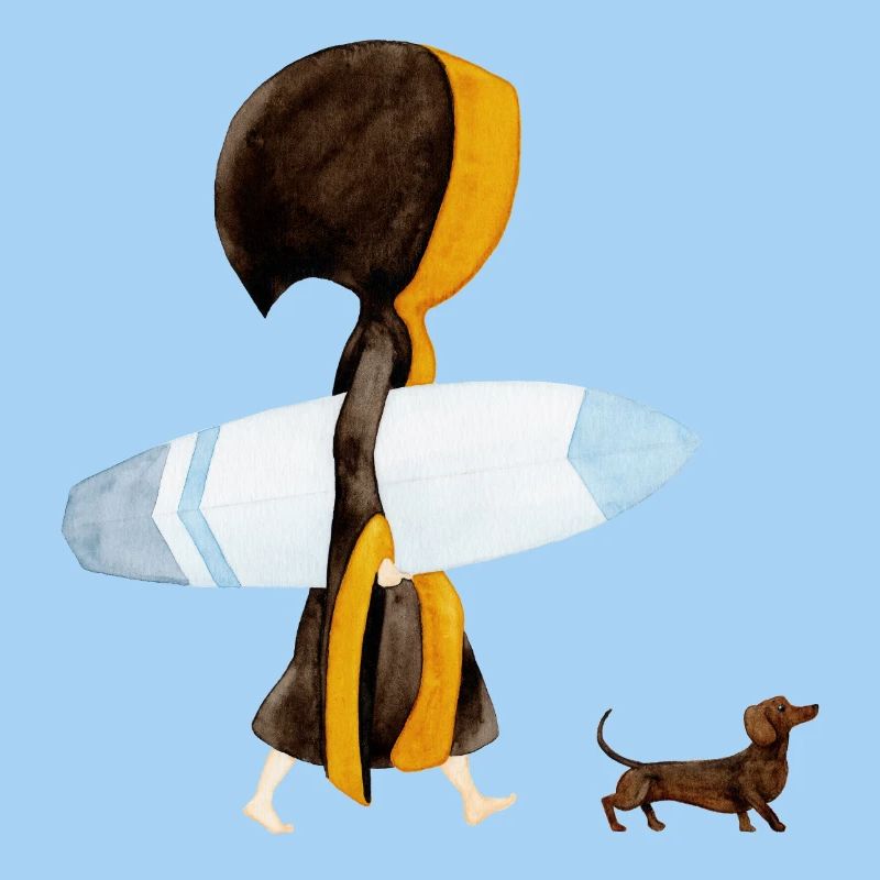 Munich Kindl "Eisbach Surfer" with dachshund
