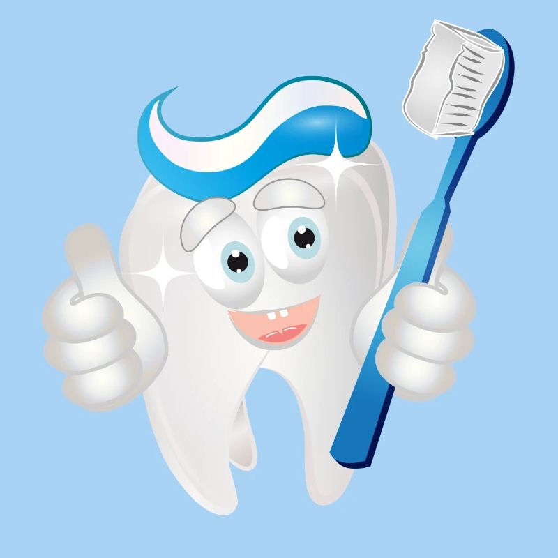 radiant white tooth with toothpaste as a comic