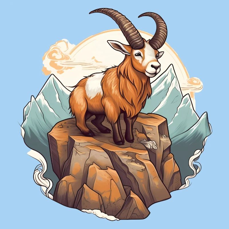 Chèvre de montagne avec des cornes dans le style alpin