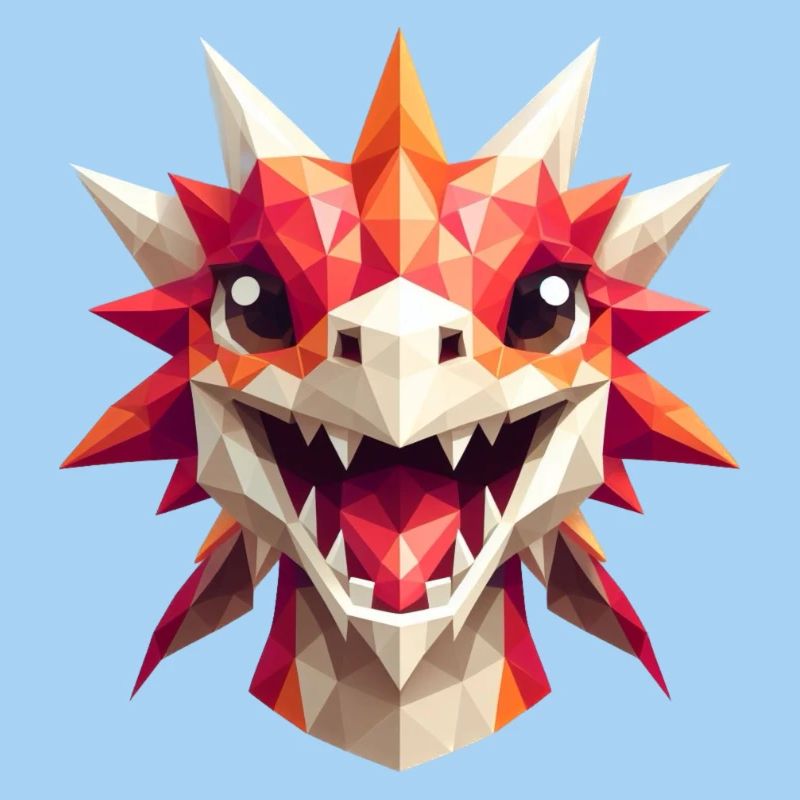 Ein lachender Drache im Polygon-Stil