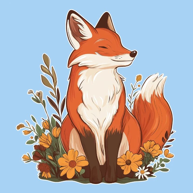Fuchs mit Blumen