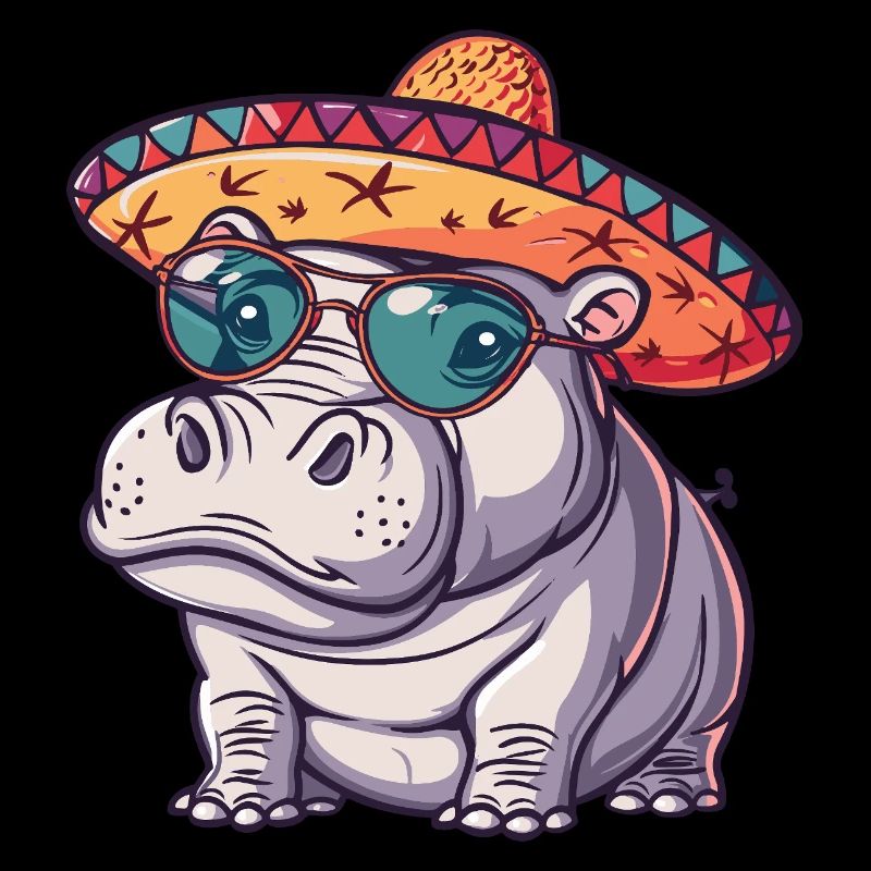 Nilpferd Lustig Sombrero