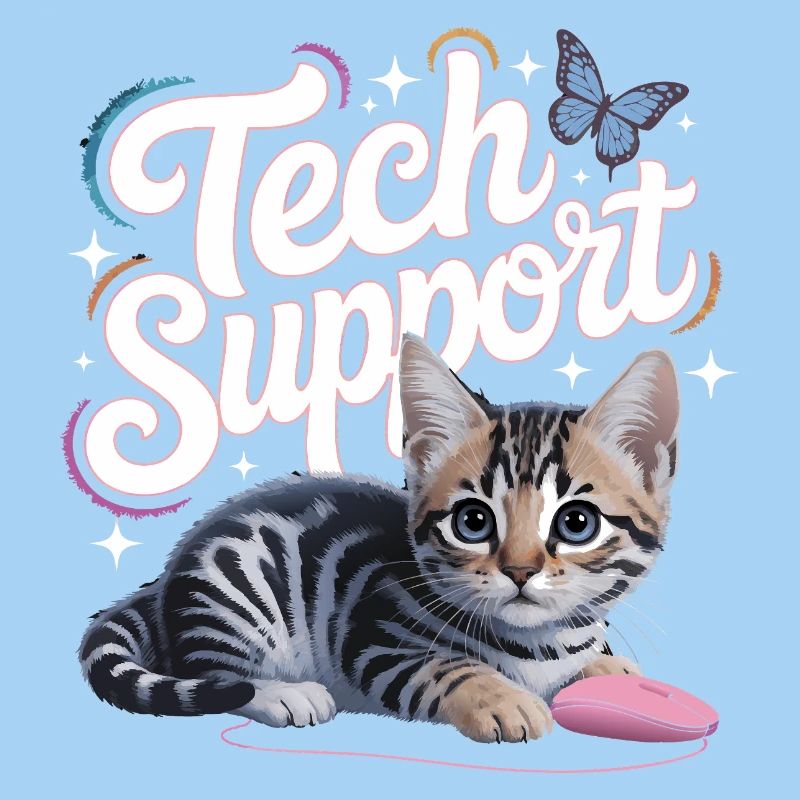 Funny Tech Support Cute Cat Ironic IT