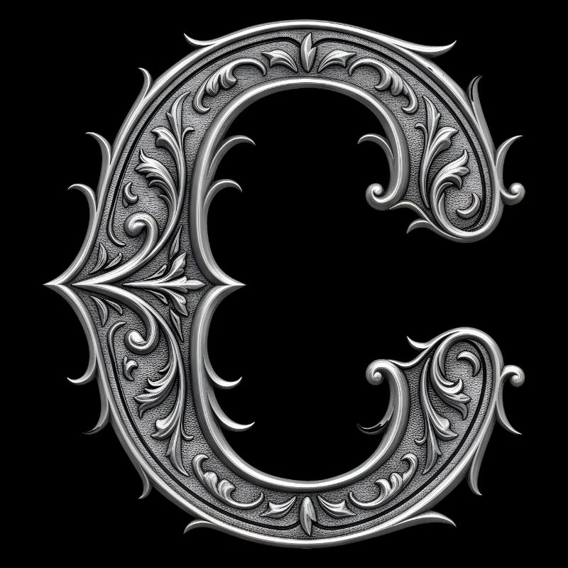 der Buchstabe C Silber Metallic Ornament