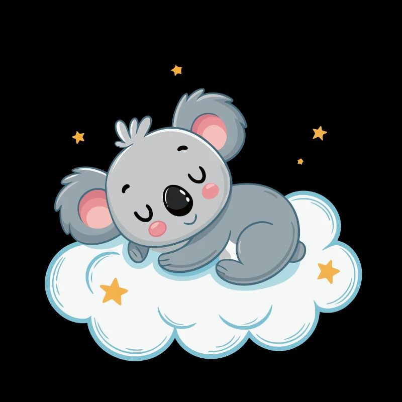 Koala rêveur sur nuage étoilé