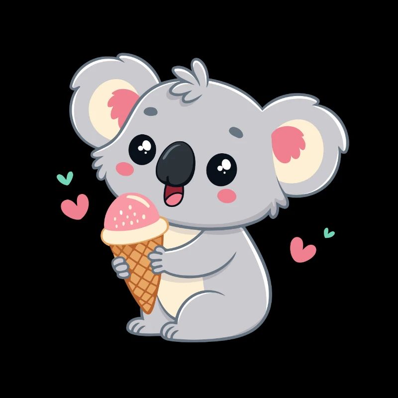 Koala gourmand pastel avec glace