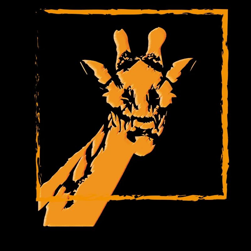 giraffe line drawing orange