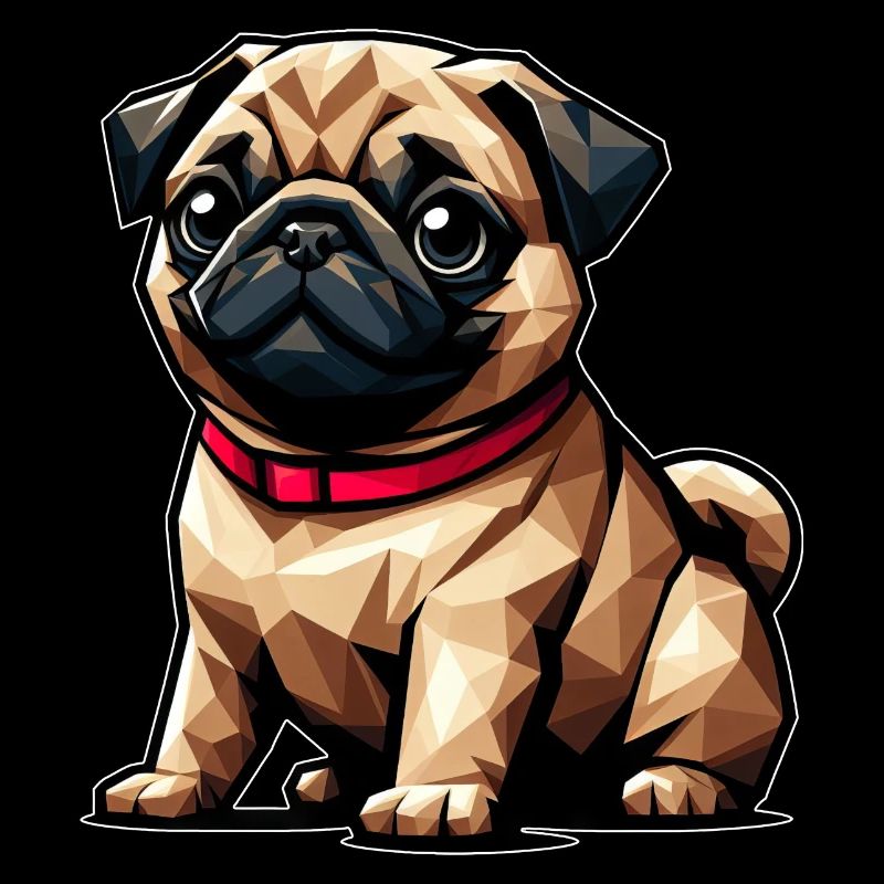 Geometric Pug Design Dog Polygon Art