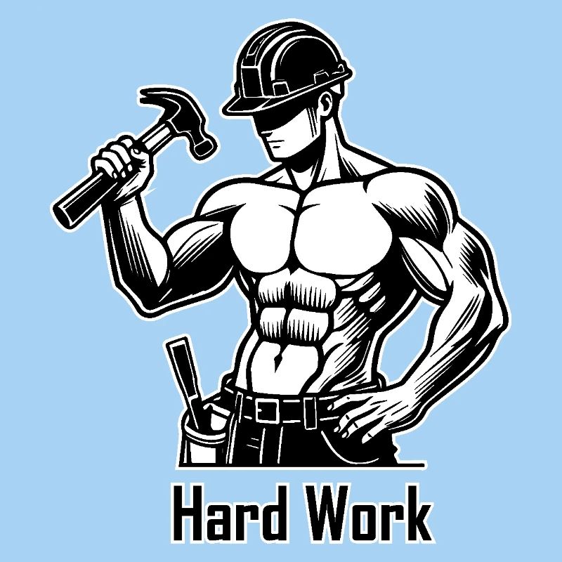 Topless construction worker - Hard Work Design