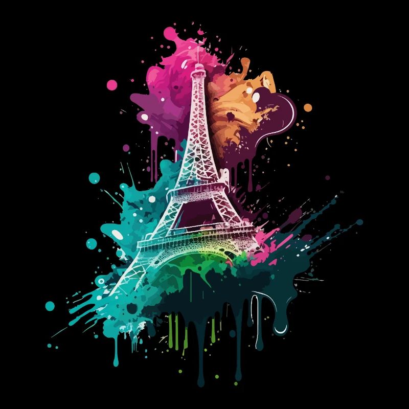 Paris Eiffelturm Skyline Frankreich Splash Bunt