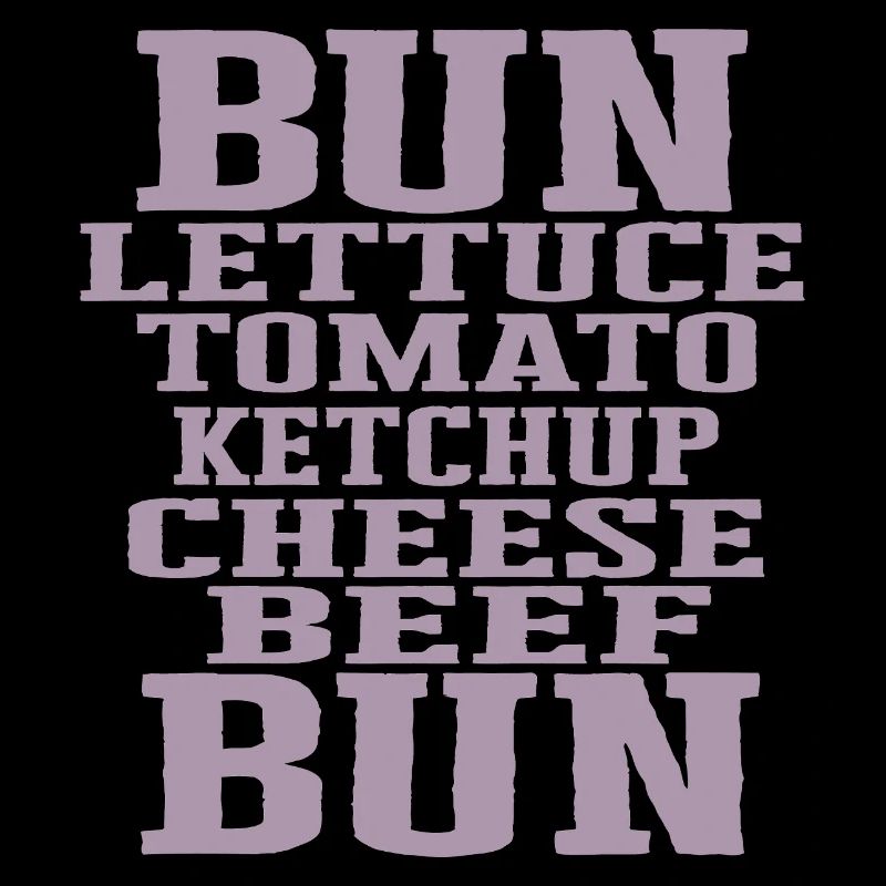 Burger Ingrédients Typographie Construction du cheeseburger
