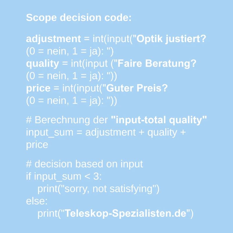 Astronomy Scope Decision Code Telescope