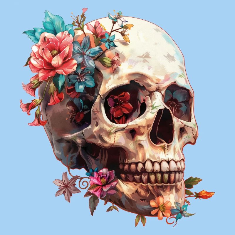 Totenkopf, Schädel mit Blumen