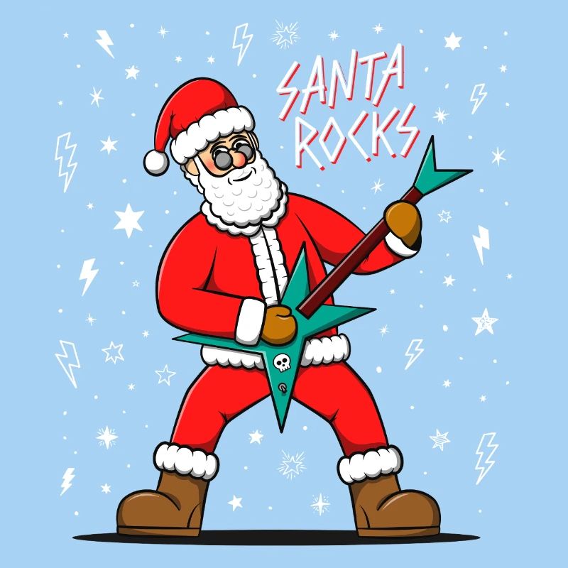 Santa Rocks! Santa Playing Guitar This Christmas