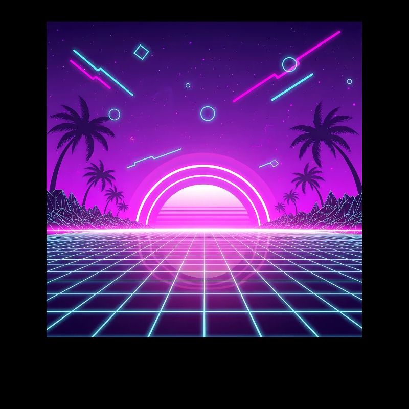 Neon Retro Sunset Grid