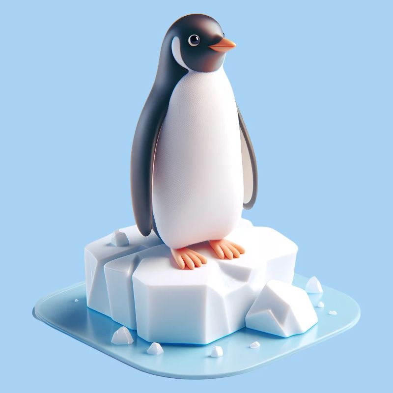 Bloc Pingouin sur glace 3D