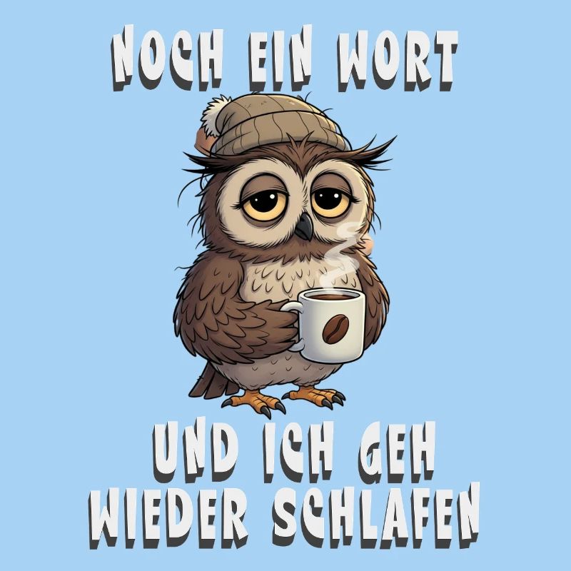 Müde Eule für Kaffee Fans Morgenmuffel Sticker