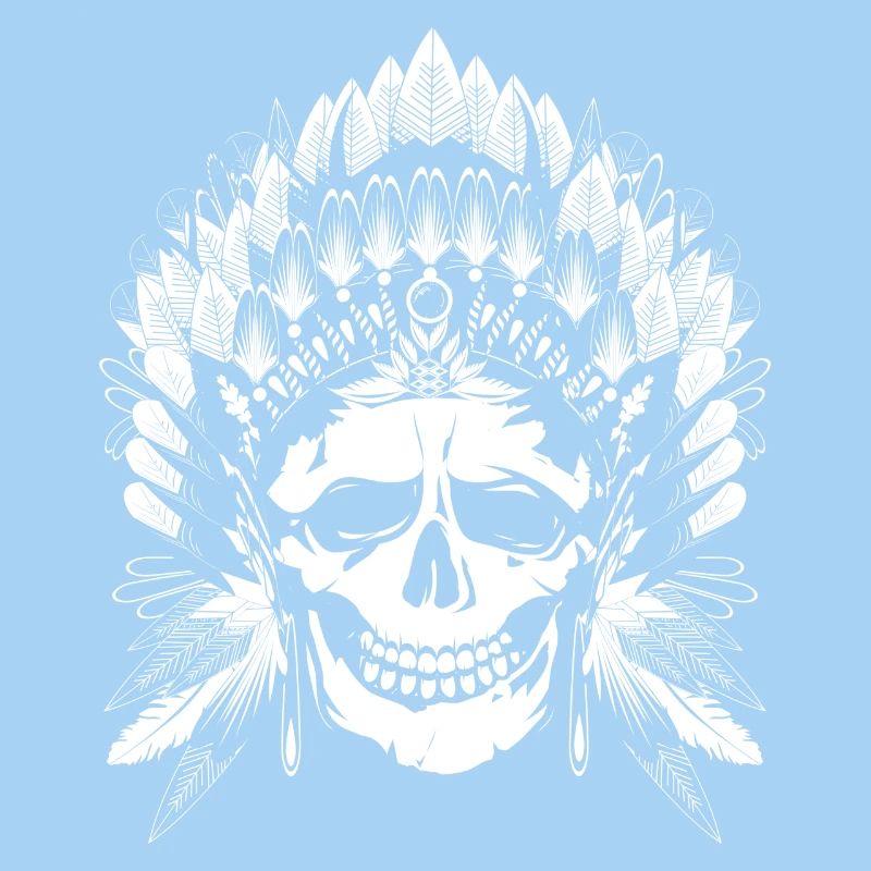 Totenkopf mit Kopfschmuck eines Häuptlings