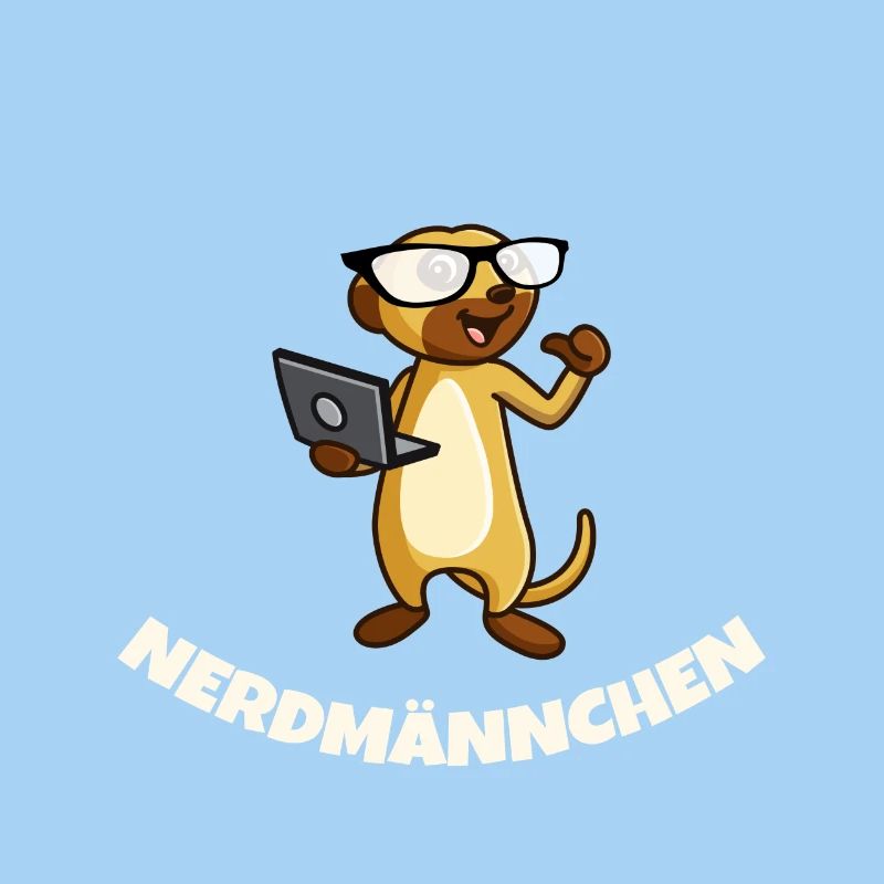 Nerd Erdmännchen mit Brille und Notebook Geschenk