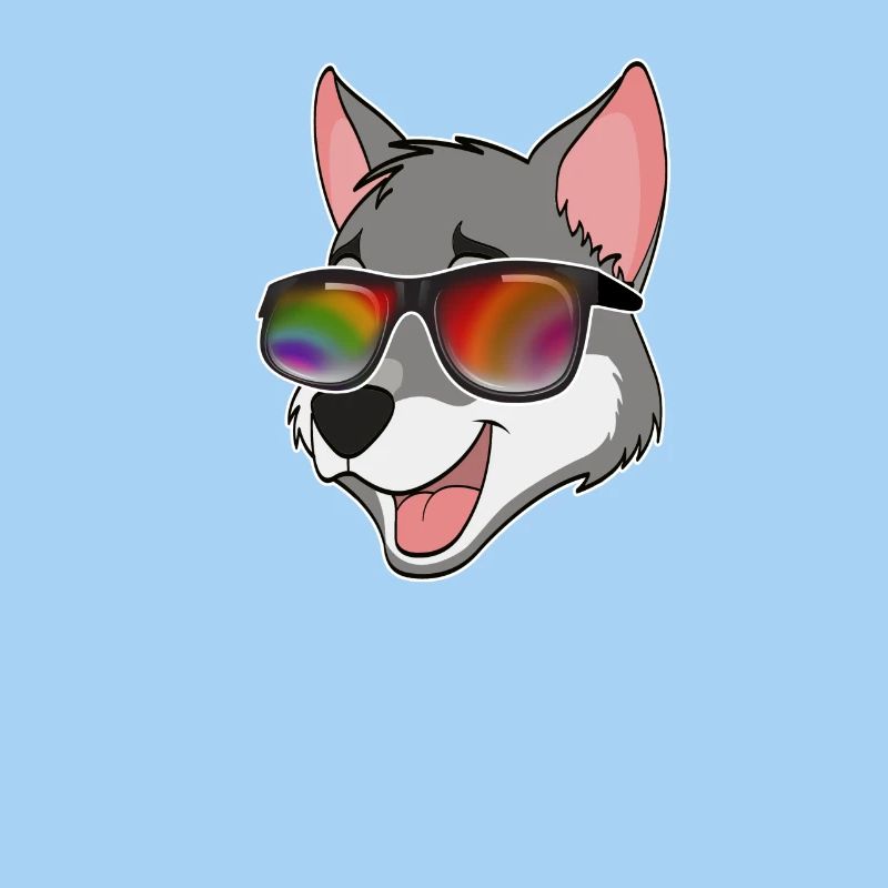 Cooler Wolf mit Sonnenbrille Sommer Comic