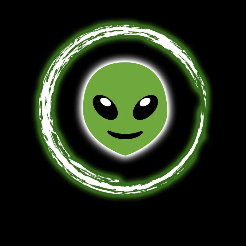 Neon Glow Alien T-Shirt Half Moon Glowing Effect