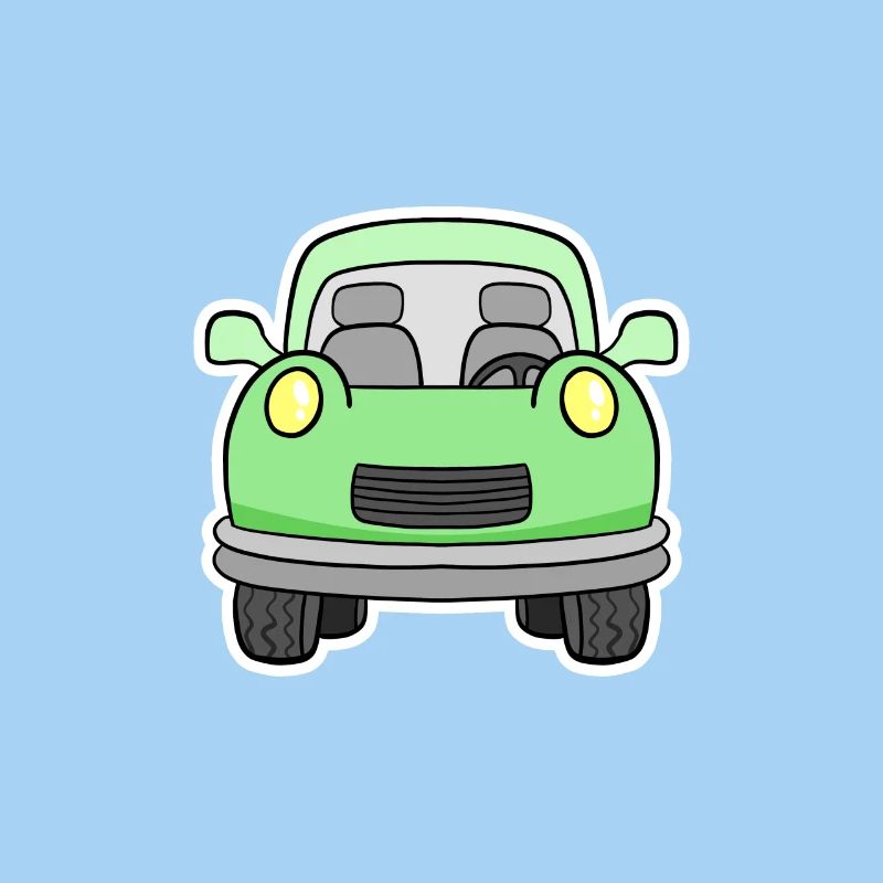 Cheerful green wagon front view